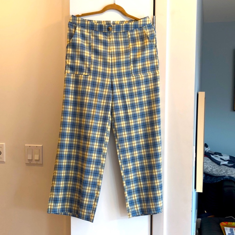 Shein plaid wide leg cropped pants